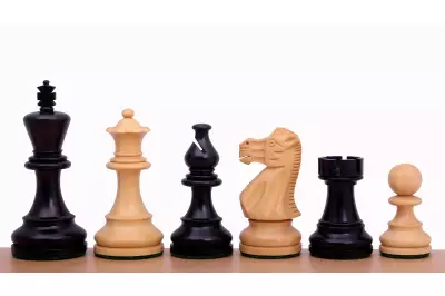 Set di scacchi - Scacchiera in legno d'ebano (campo da 45 mm) + figure American Classic da 3 pollici