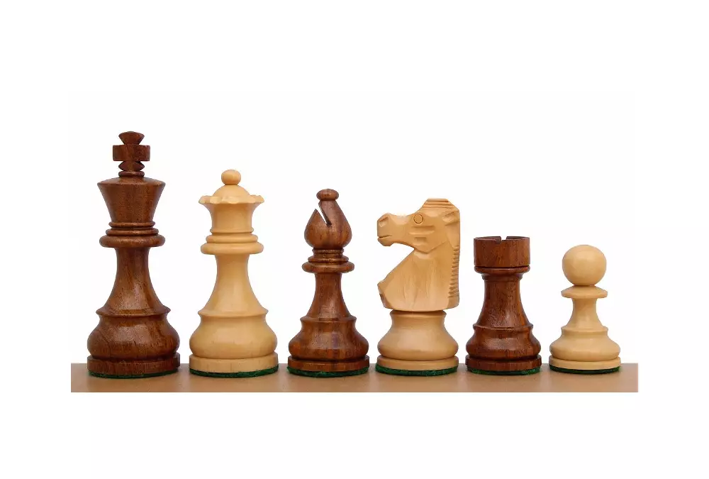 Figure di scacchi in acacia francese/spina d'oca da 3 pollici