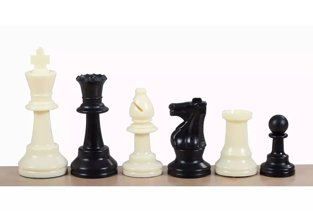 Set di scacchi da torneo in borsa - pesante (pezzi di plastica pesati + scacchiera rotante + orologio per scacchi + borsa)