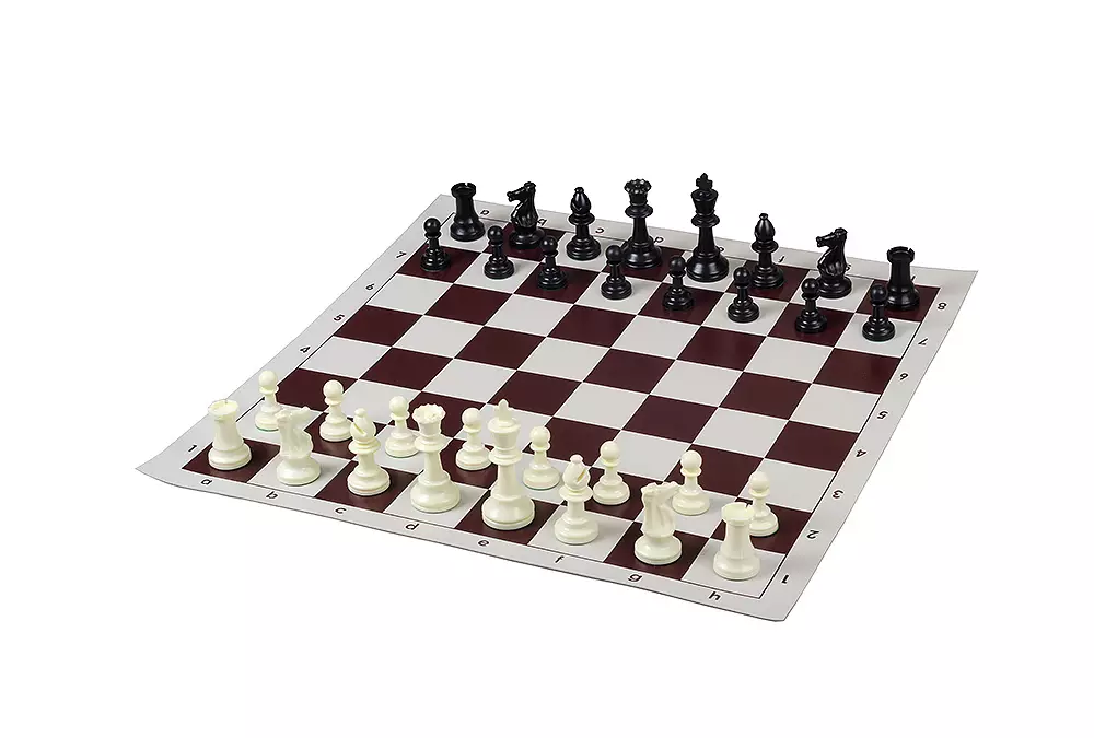 Figure di scacchi Staunton n. 6, bianco/nero, metallo pesato (re 96 mm)
