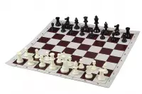 Set di scacchi da torneo in borsa - pesante (pezzi di plastica pesati + scacchiera rotante + orologio per scacchi + borsa)