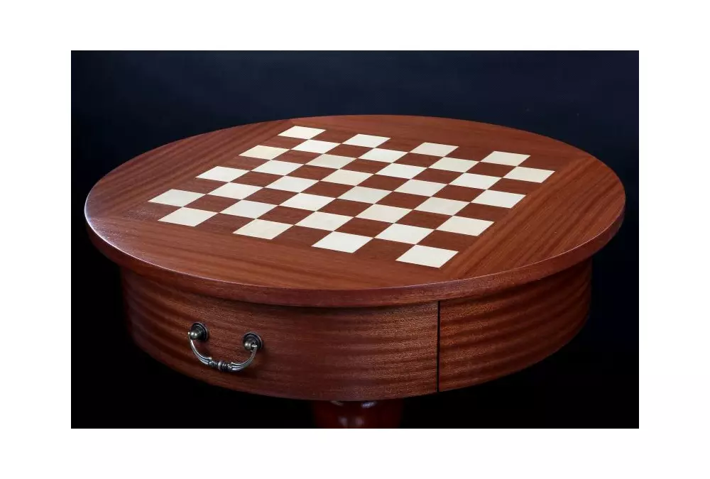 Tavolo da scacchi de Lux, rotondo, senza figure (altezza 77 cm)