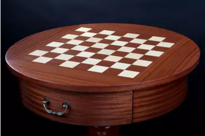 Tavolo da scacchi de Lux, rotondo, senza figure (altezza 77 cm)
