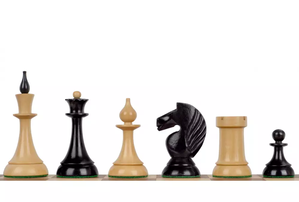 Figure di scacchi Queen's Gambit 1957 Legno di bosso ebano 4 pollici