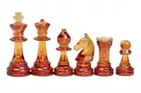 Figure di scacchi Staunton n. 6, ambra trasparente (re 96 mm)
