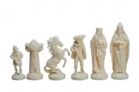 Figure medievali stilizzate di scacchi, crema e nero (re 98 mm)