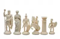 Figure di scacchi stilizzati dell'Impero Romano, crema e nero (re 98 mm)