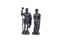 Figure di scacchi stilizzate dell'Impero Romano, nere e dorate, con peso in metallo (re 98 mm)
