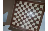 Tavola bifronte: scacchi + 100 dama francese, (54x54cm), mogano/jawor (intarsio)