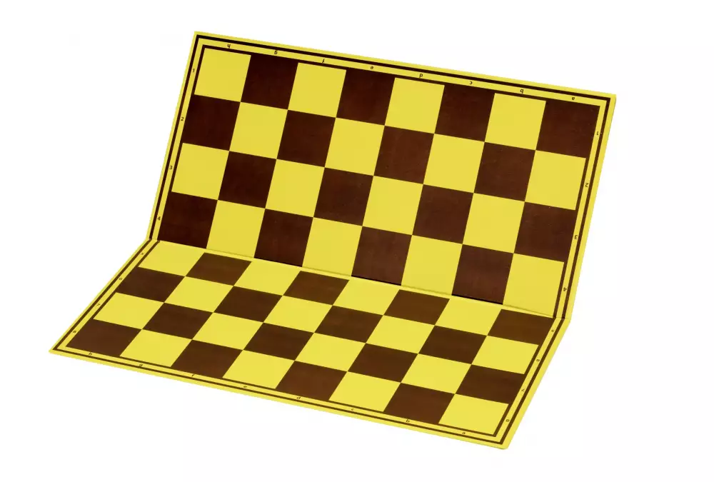 Scacchiera da torneo in cartone, gialla e marrone, superficie protetta su entrambi i lati