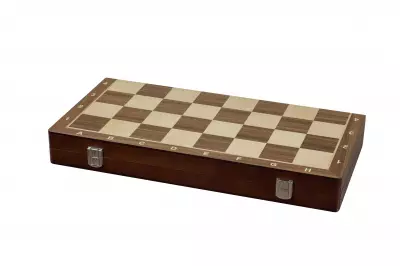 Custodia con intarsio in noce/acero per pezzi di scacchi con altezza del re fino a 90-96 mm