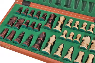 Scacchi da torneo n. 4 (42x42cm) Inarsia - un bellissimo set di pezzi di scacchi in legno intagliato - per un regalo per bambini e adulti