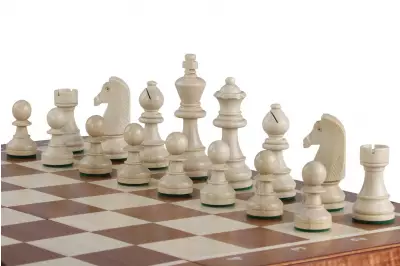 Set di scacchi da torneo in stile tedesco n. 5 Sunrise, intarsiato (48x48 cm)
