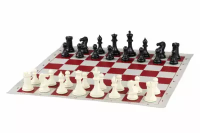 Esclusive figure di scacchi Staunton n. 6, bianco/nero, con peso in metallo (re 95 mm)