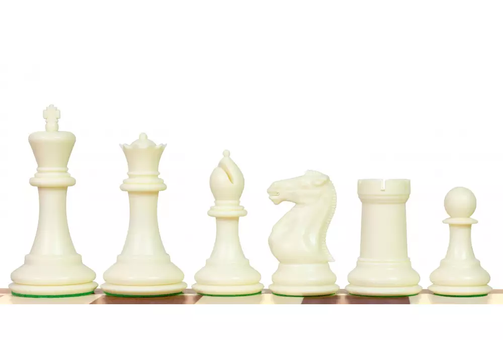 Esclusive figure di scacchi Staunton n. 6, bianco/rosso, con peso in metallo (re 95 mm)