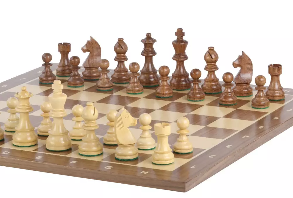 Set di scacchi da torneo n. 5 - scacchiera da 50 mm + figure di cavalieri tedeschi da 3,5".