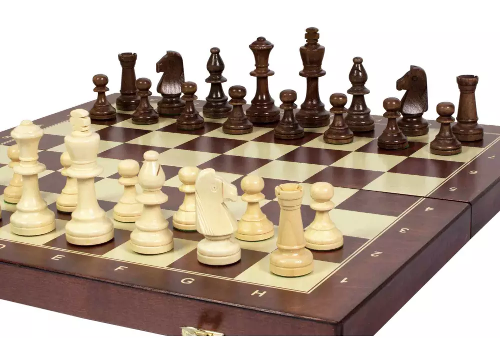 Set di scacchi da allenamento in legno da 48 cm con peso in metallo (campo 50 mm, re 90 mm)