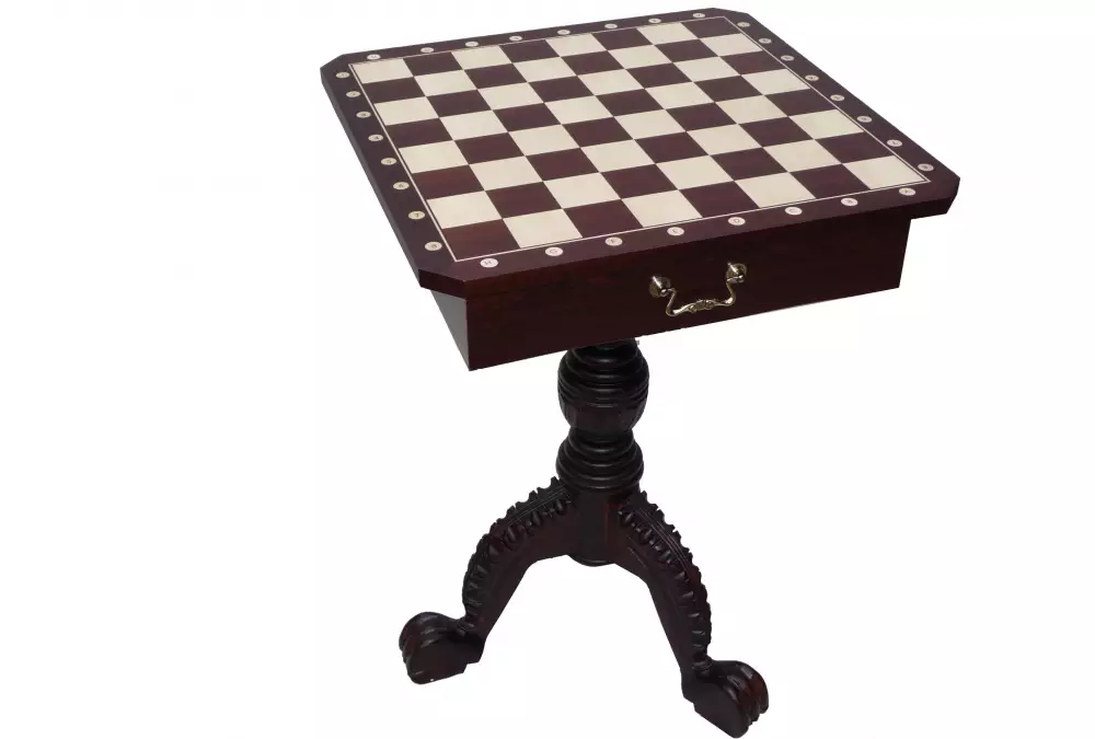 Tavolo da scacchi con figure (altezza 75 cm, altezza re 130 mm)