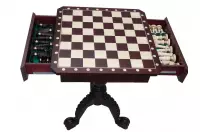 Tavolo da scacchi in mogano scuro (altezza 75 cm) - SENZA FIGURE