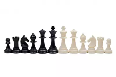 Figure di scacchi Staunton n. 6, crema e nero (re 96 mm)