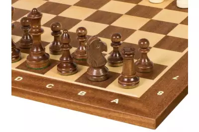 Set di scacchi da torneo n. 4 - scacchiera da 40 mm + figure Sunrise Staunton da 78 mm