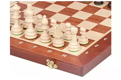Set di scacchi da torneo n. 4 New Line, intarsiato (42x42 cm)